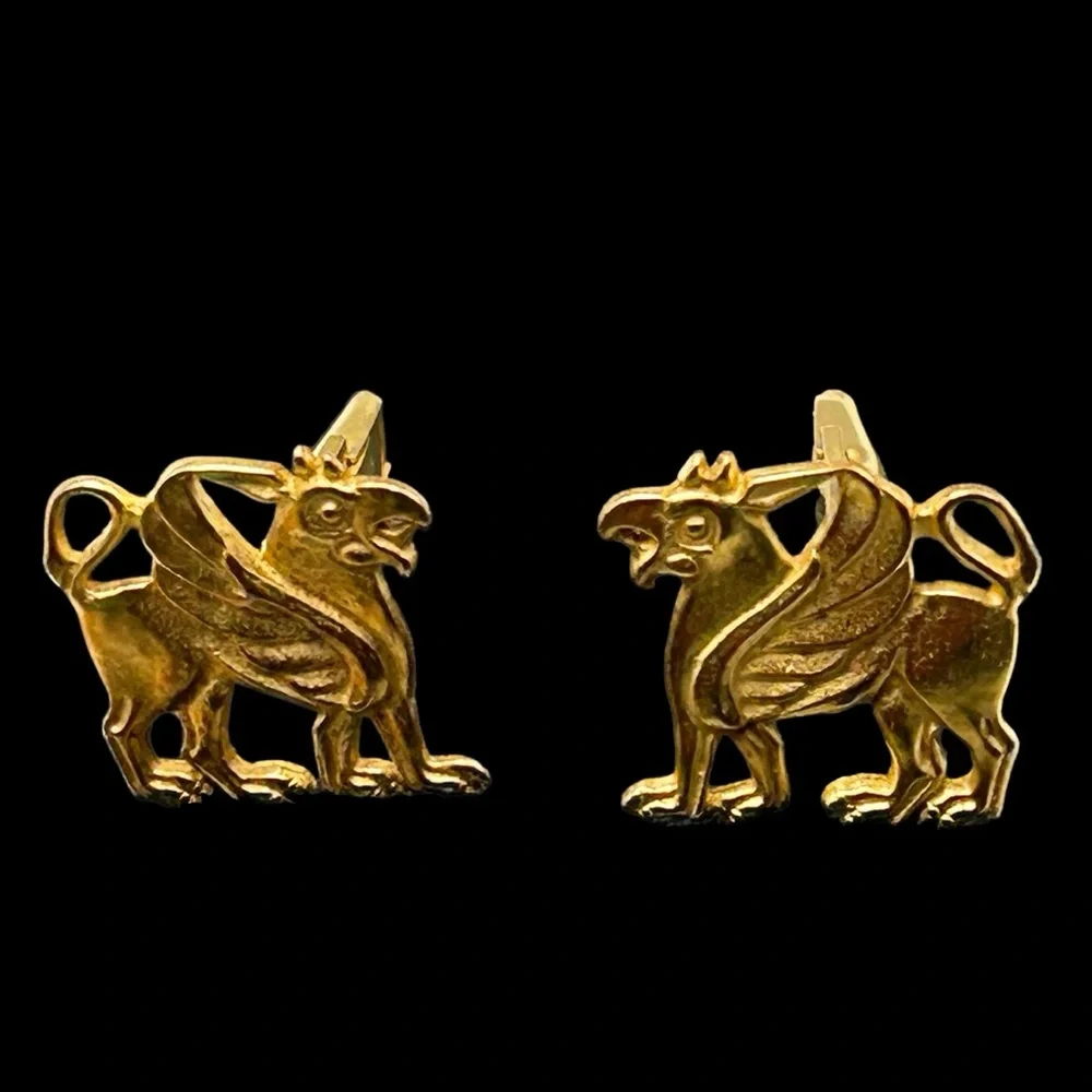 Vintage MMA Sterling Vermeil Griffin or Gryphon Cuff Links